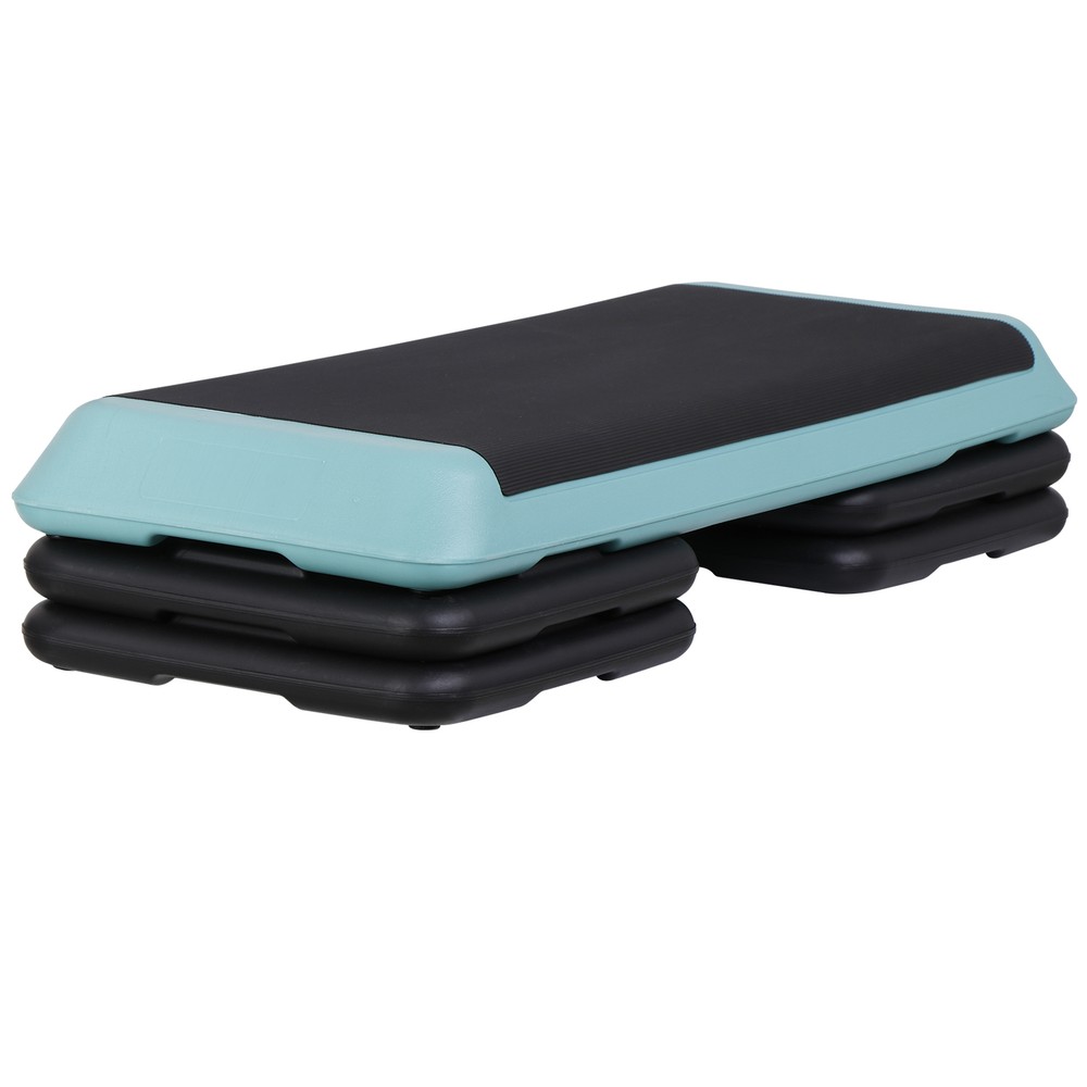 43" Aerobic Exercise Step Platform Adjustable Stepper w/4 Risers for Gym Green