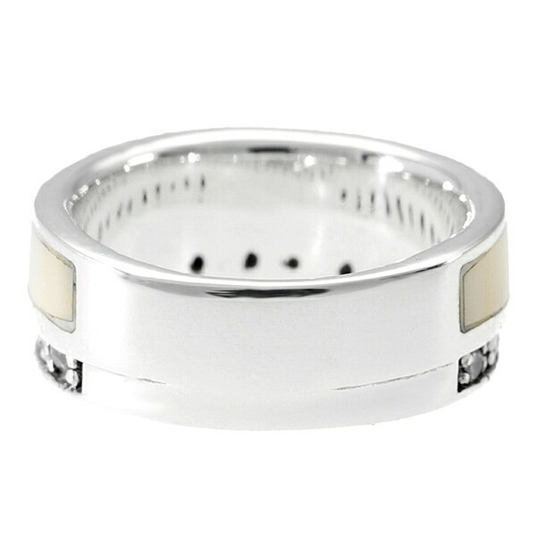 White Shell & CZ Sterling Silver Ring Size 9 (925)