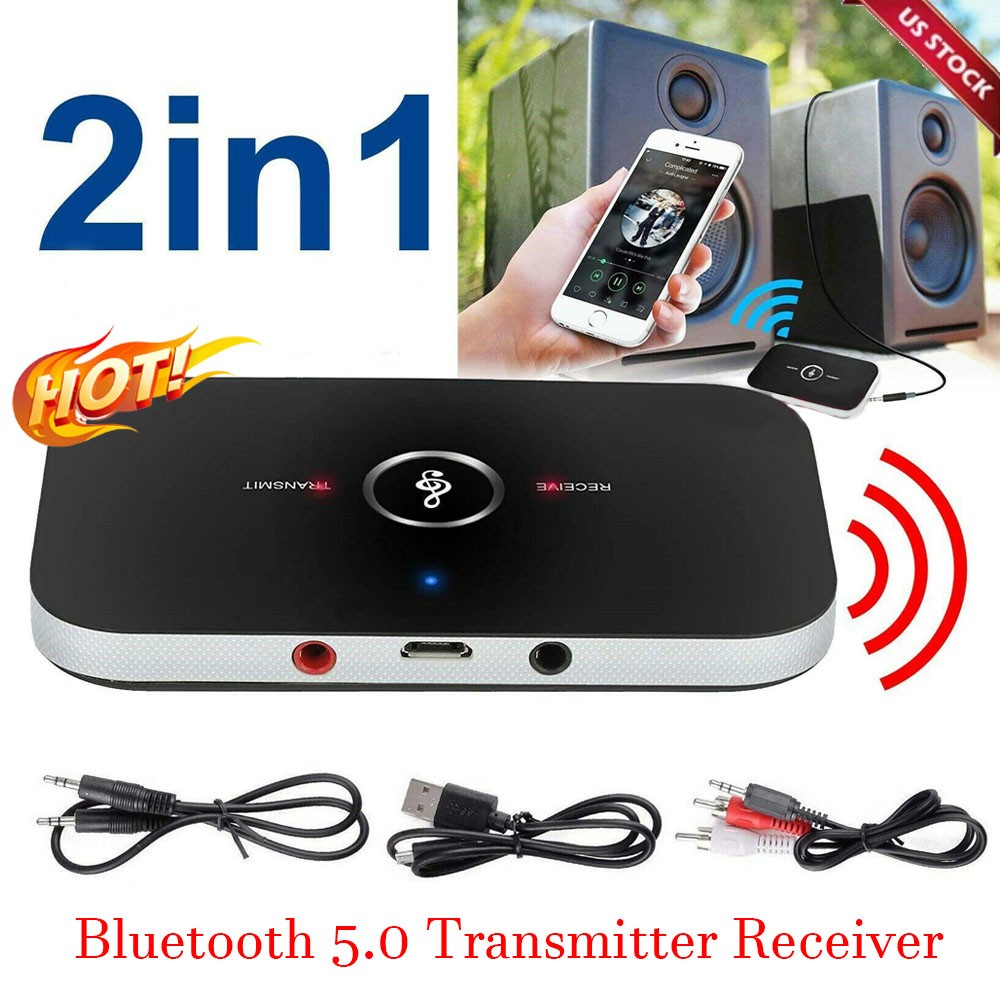Bluetooth 5.0 Transmitter Receiver 2 IN 1 Wireless Audio 3.5mm Jack Aux Adapter