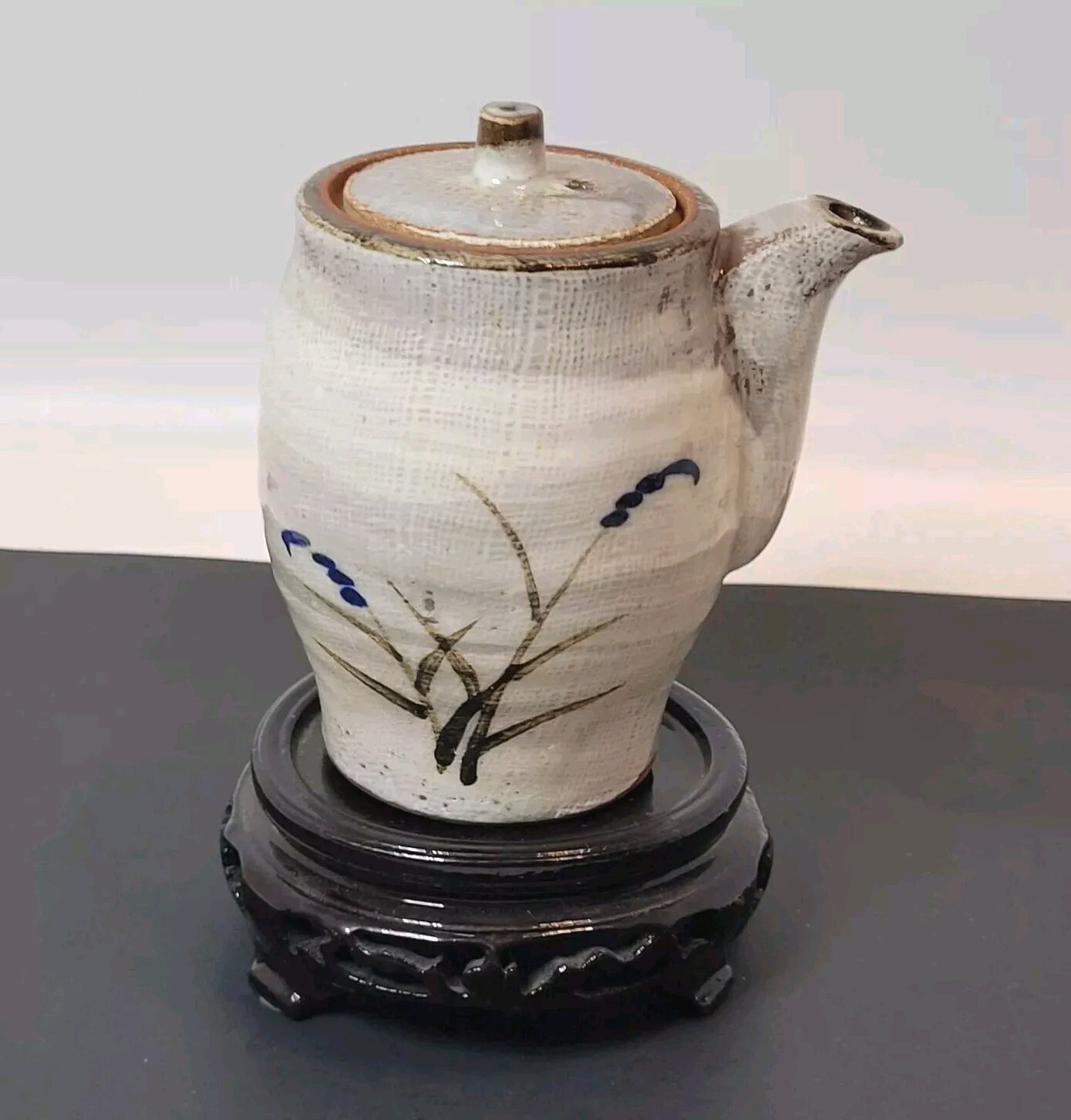 Asian Style Ceramic Saki/Sauce Server/Decor Flower Design Textured Look 4.5"