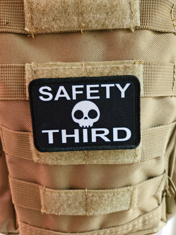 Safety third blue collar 2"x3" hook & loop tactical morale patch Hopf