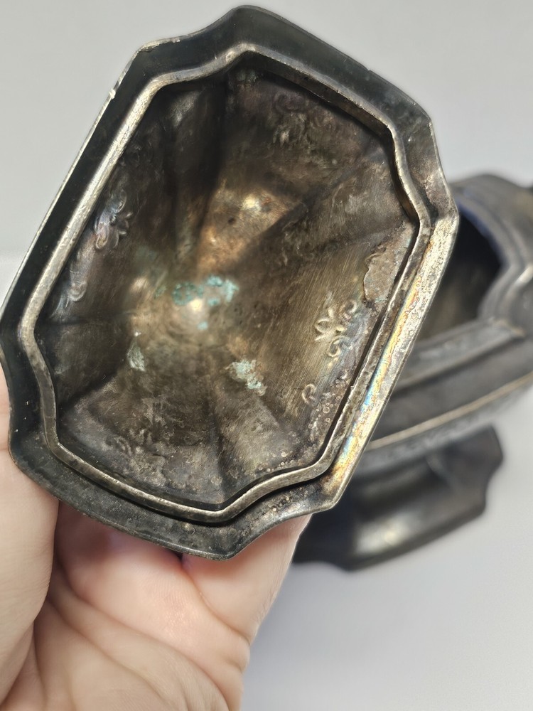 Antique Chippendale Lidded Silver Toned Sugar Container