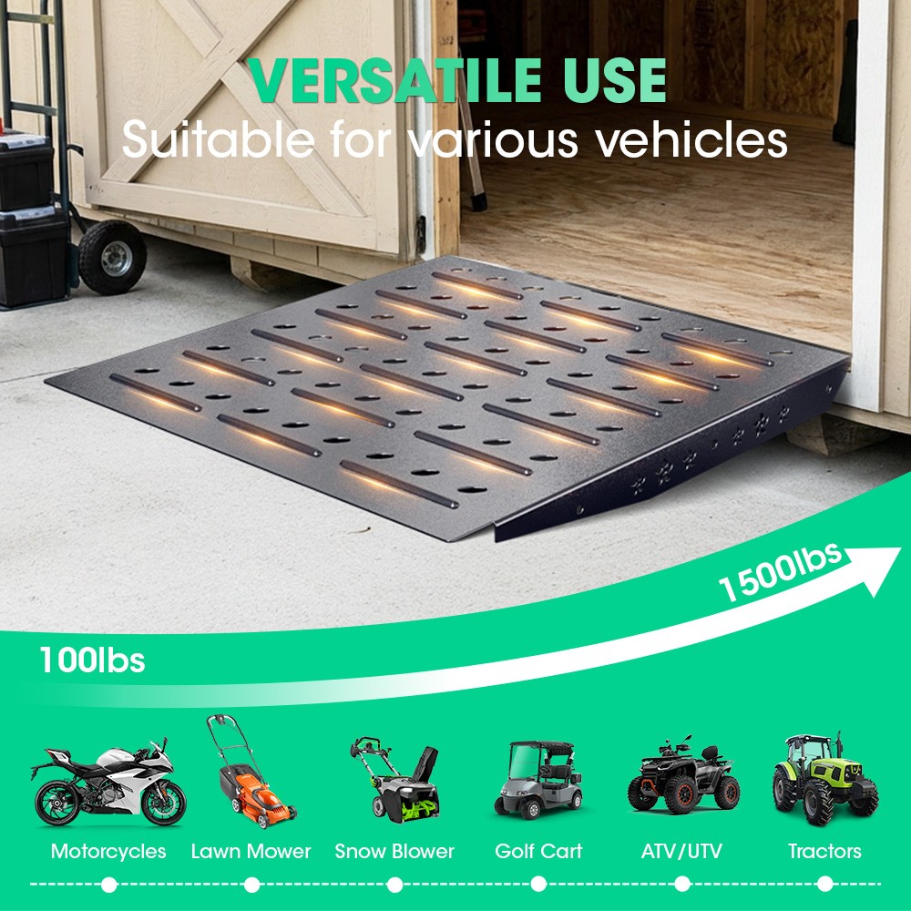 29" x 24" Shed Ramp - Black Loading Ramp 900 LB Capacity Alloy Loading Dock Ramp