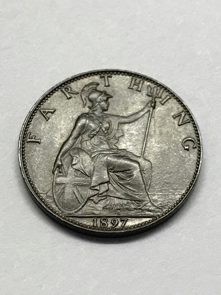 1897 Great Britain Farthing AU #967