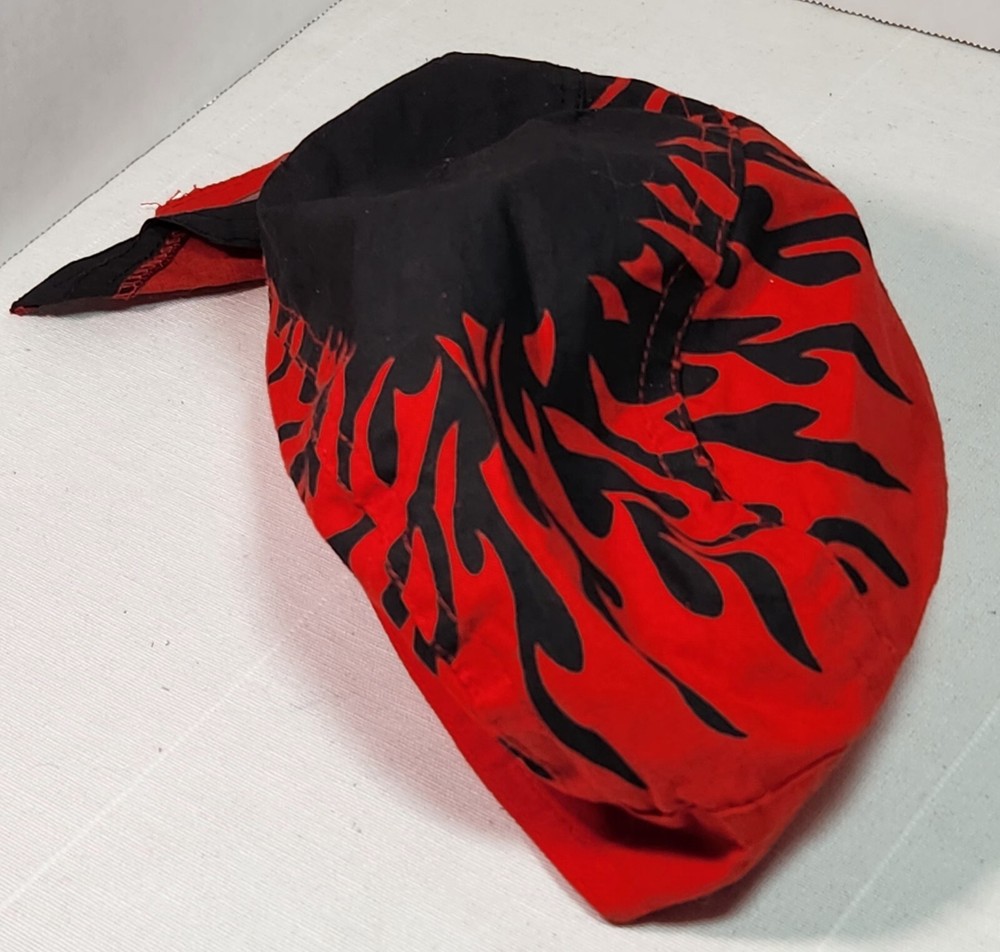Flydanna  Headwrap  Biker Cap Red Flames  Preowned One Size