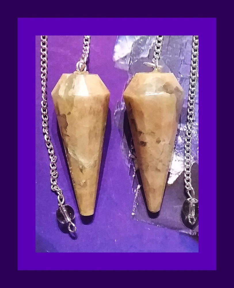 2 MOONSTONE DOWSING PENDULUMS, Peach Moonstone Dowsing Pendulum