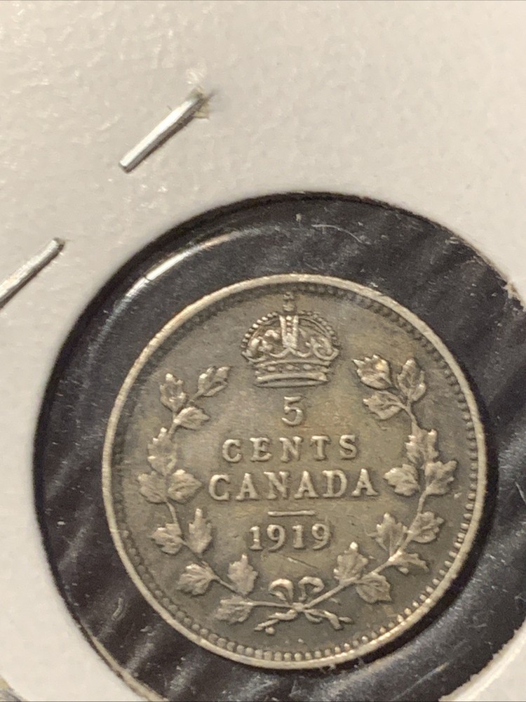 1919 Canada 5 Cent ~ SILVER HIGHER GRADE ~