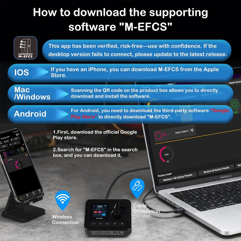 Digital Guitar Effects Processor, Multi-Effect Pedal with App Control, LCD Displ