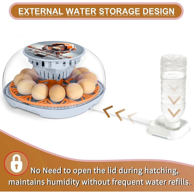 Automatic Egg Incubator 360° View High Hatch Rates Humidity Control Easy Setup