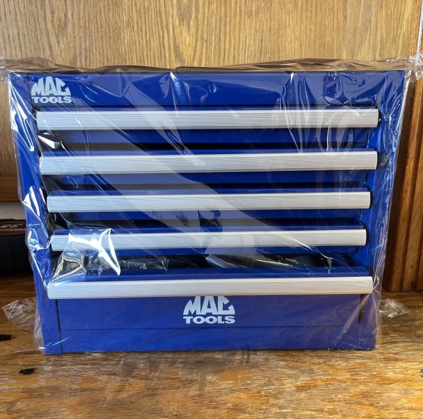 Mac Tools AOO12NOV Mini Tool Box Chest w/Locking Rolling Wheels BLUE NEW Sealed
