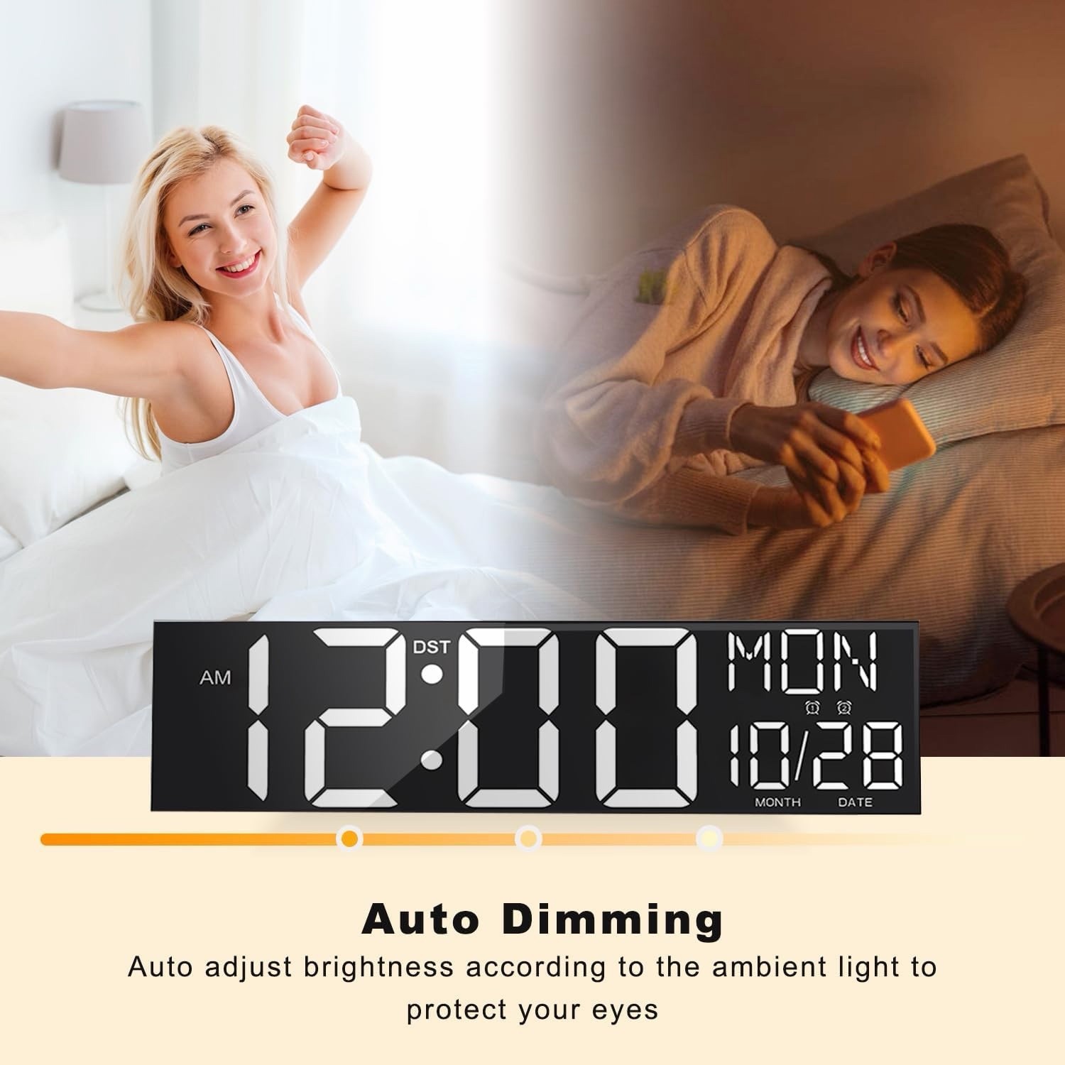 JALL 30" Large Digital Wall Mount Clock with Remote Control, White