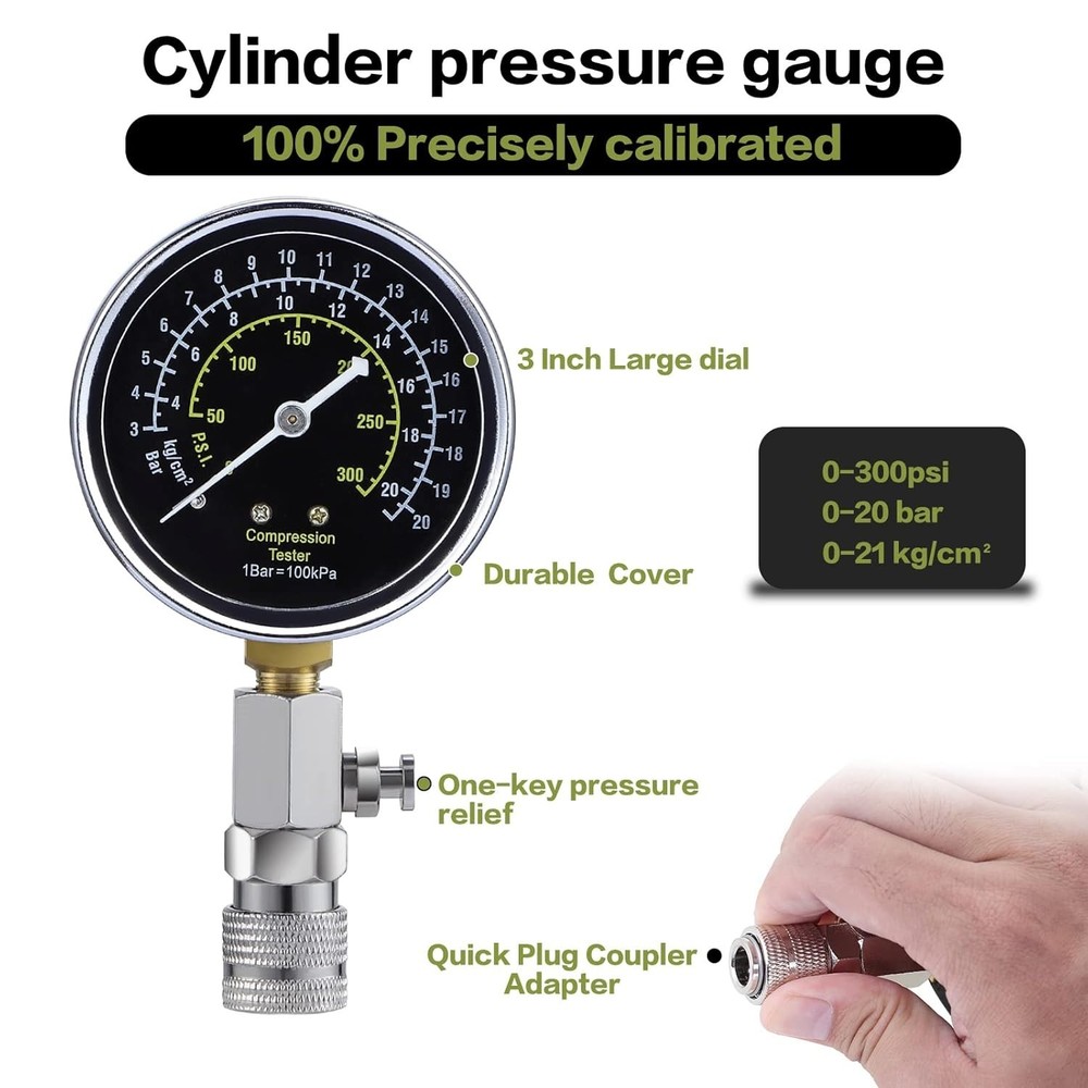 Compression Tester Compression Tester Petrol Compression Gauge, Engine Com...