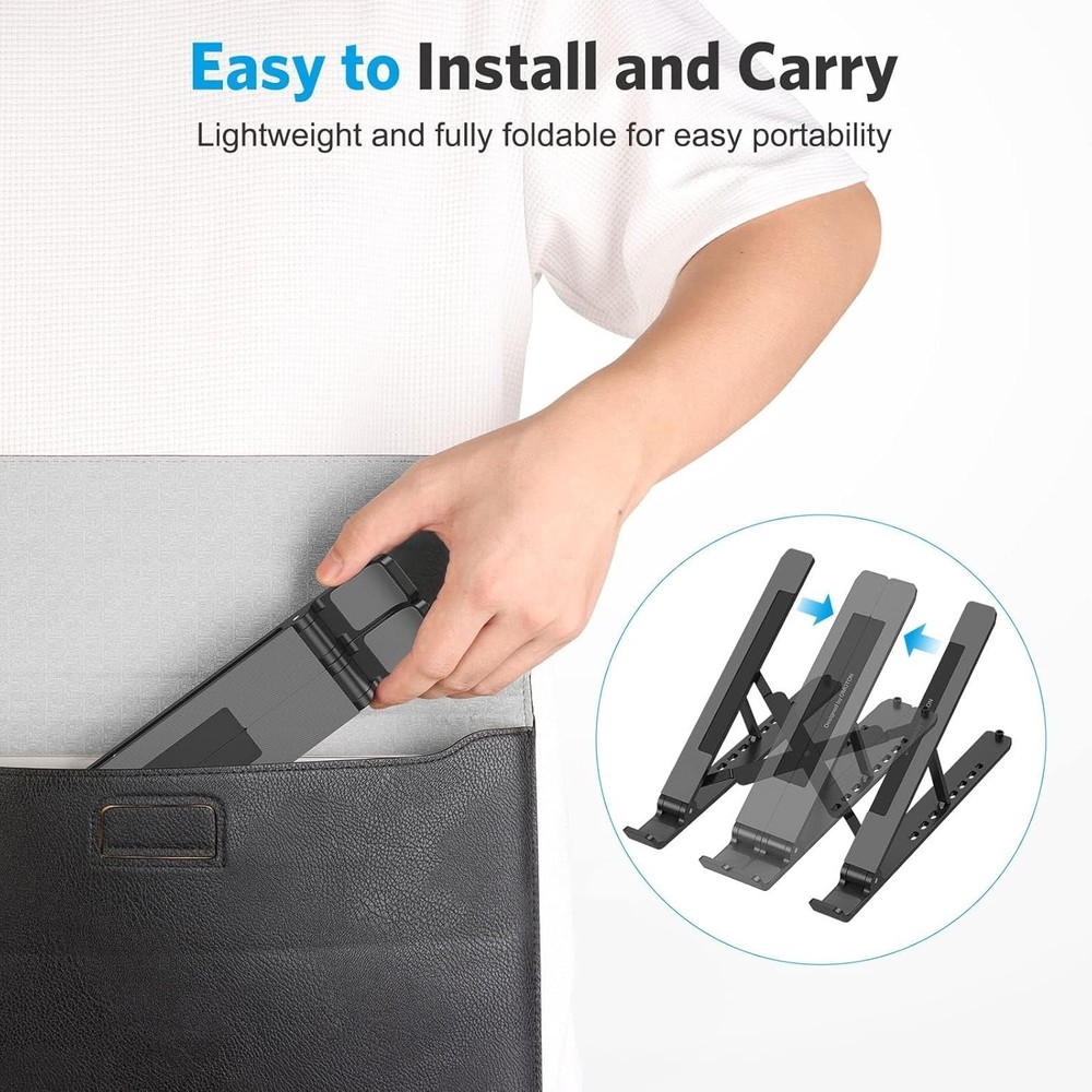 Foldable Laptop Riser with 7 Adjustable Heights - Compatible with All Laptops