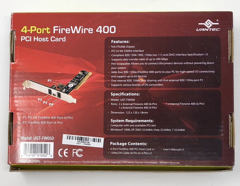 Vantec 4-Port FireWire 400 PCI Host Card