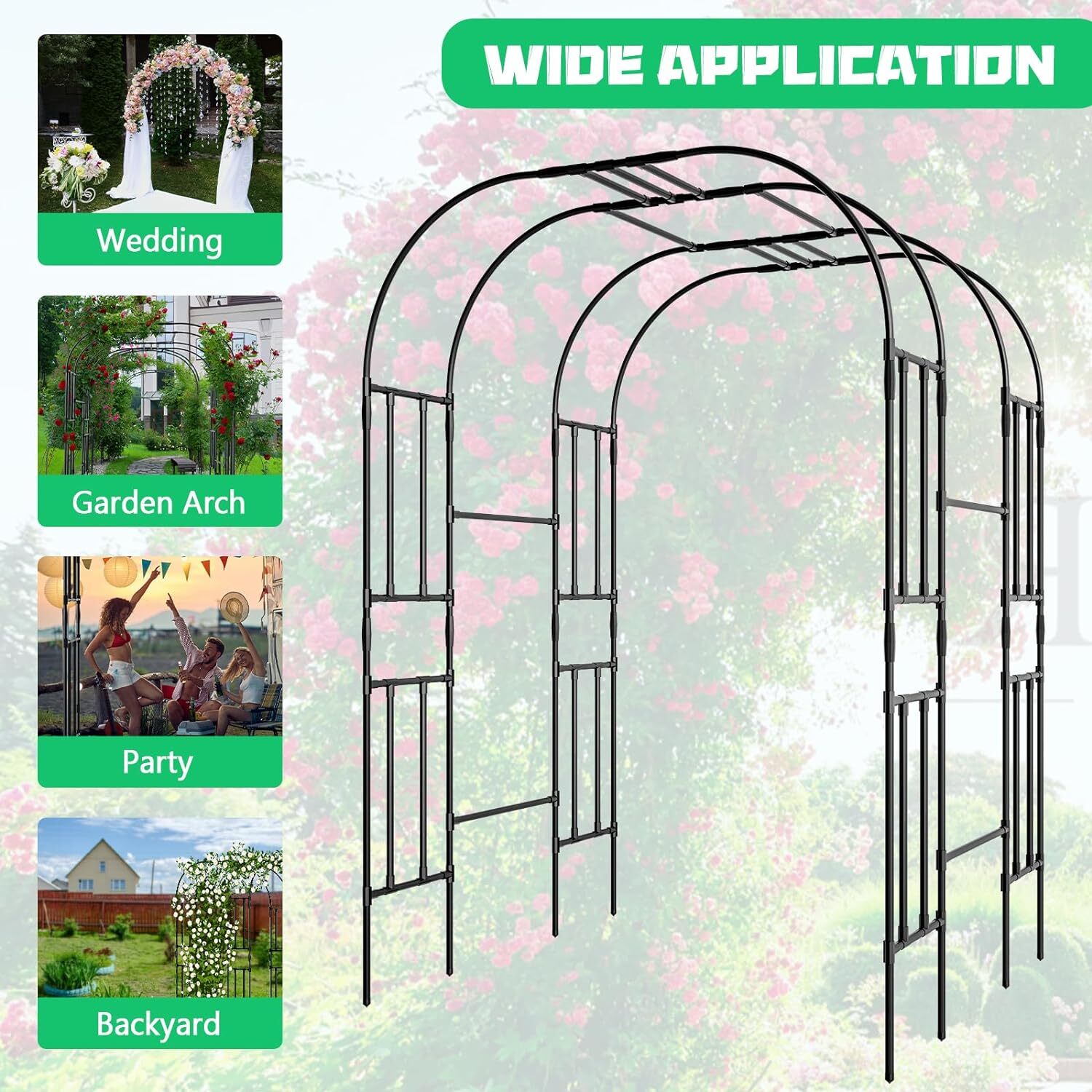 NAIZEA Garden Arch Arbor Trellis Archway Garden Trellis for Lawn, Party Ceremony