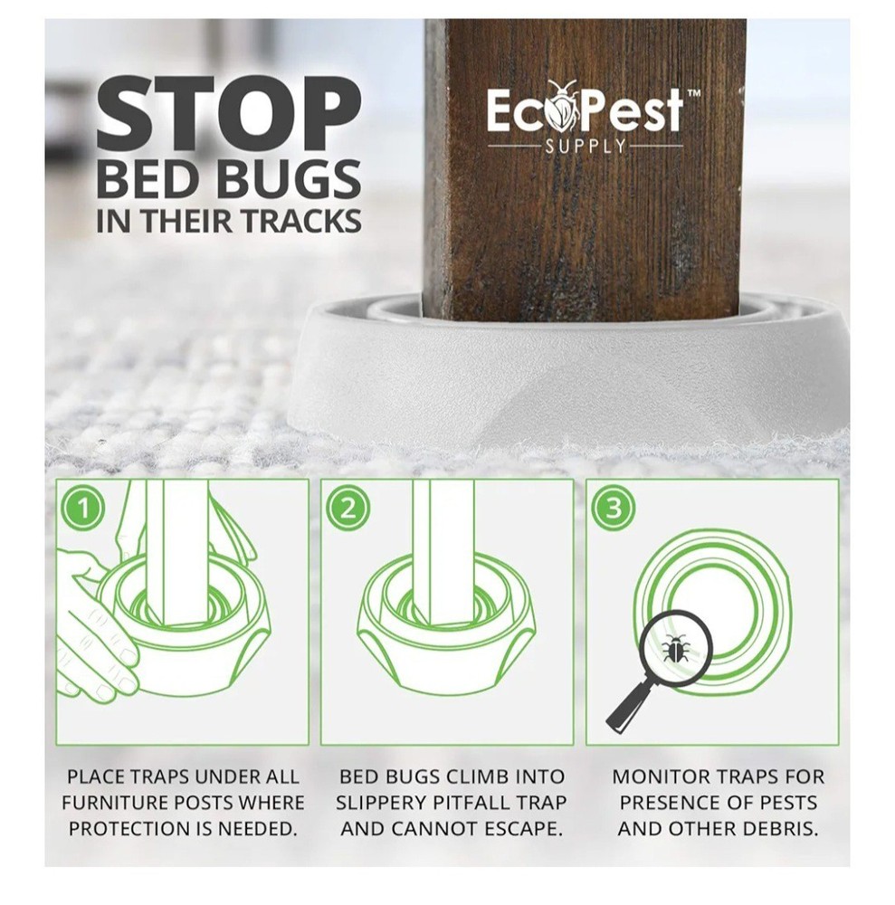 EcoPest Bed Bug Blocker Pro-8-Pack Professional Interceptor Traps-NEW-SEALED