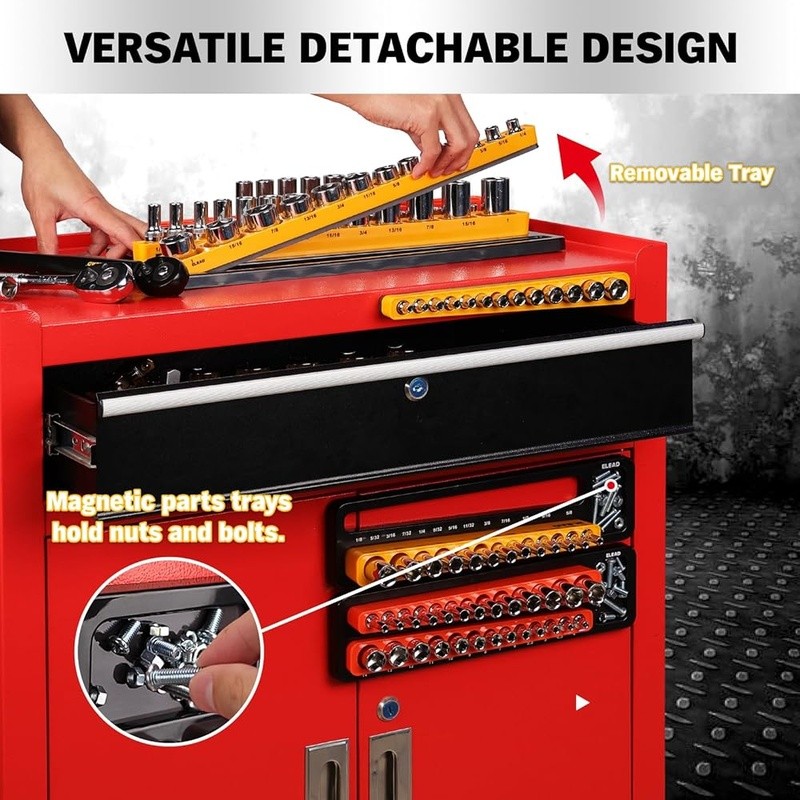 Magnetic Socket Organizer Set 3 Large Metric SAE Holders Tool Storage Solution