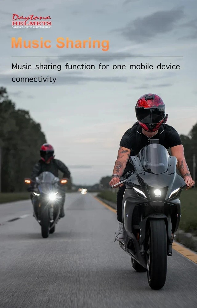 Daytona Helmets Motorcycle Bluetooth Headset Communication System 2 Riders