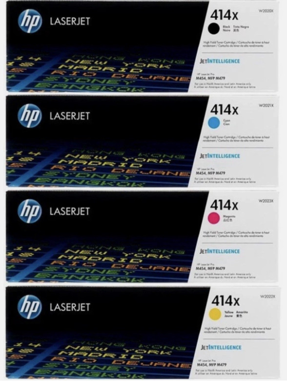 HP 414X High Yield Toner Set 4-Pack (W2020X–W2023X) – Genuine Sealed