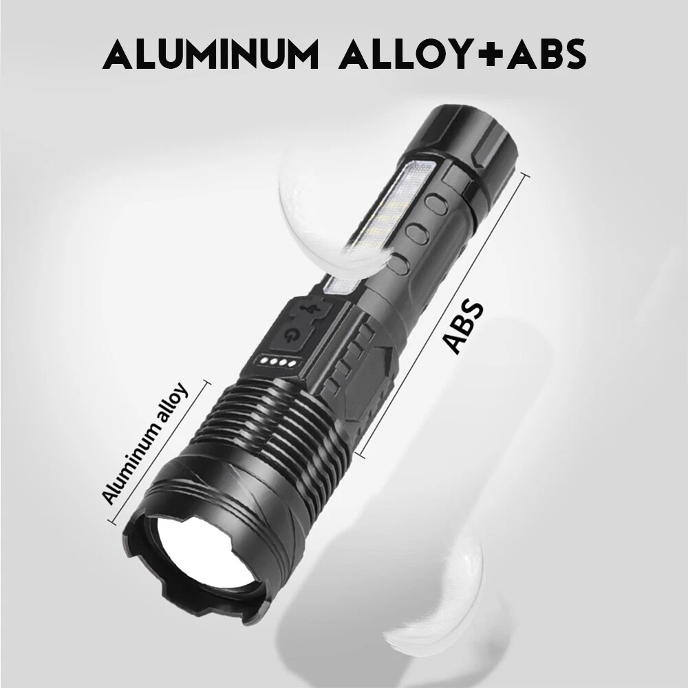 1000000 Lumens Super Bright LED Tactical Flashlight Rechargeable Zoomable 7 Mode