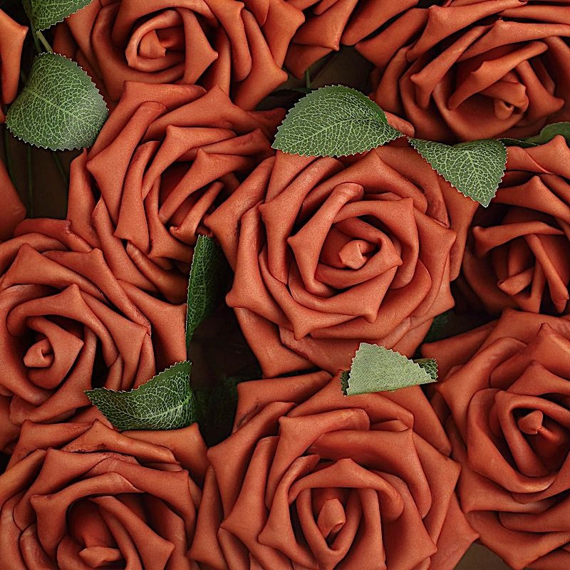 24 TERRACOTTA 5" FOAM ROSE Flowers Stems Party Wedding Events Decorations