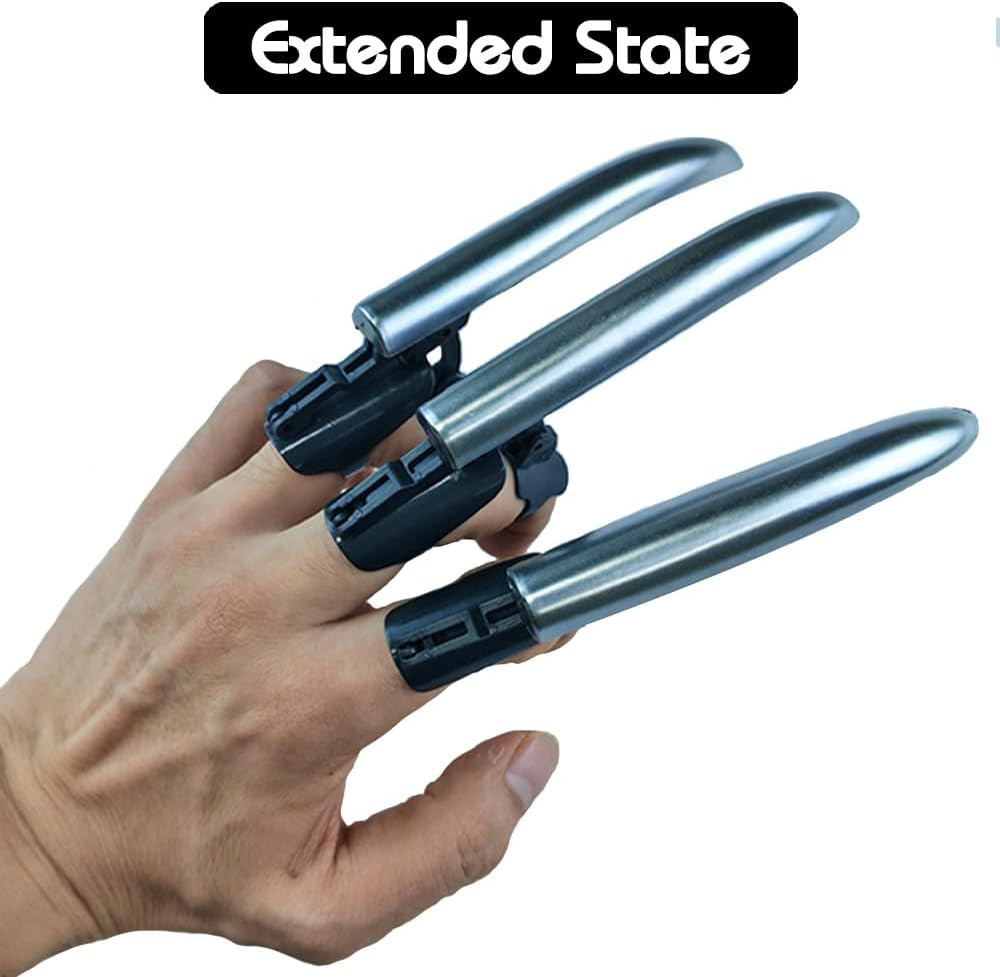 Retractable Wolverine Claws for Adult Kids Mechanical Plastic Silver Wolve Claws
