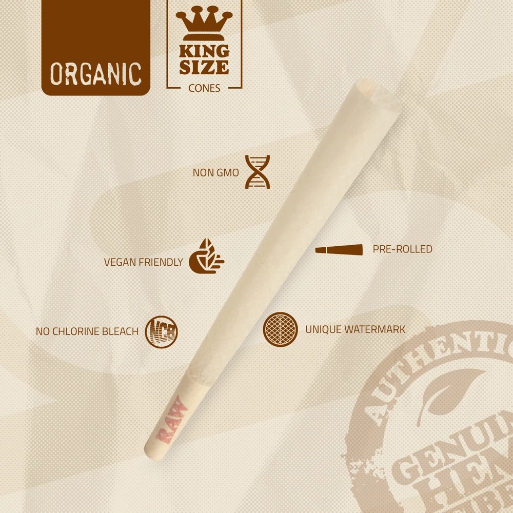 RAW Cones Organic King Size Pre-Rolled | 100 Pack