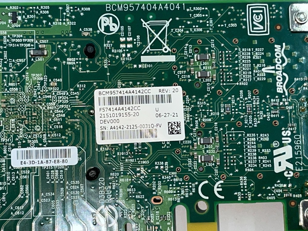 Broadcom BCM957414A4142CC Dual-Port 25GbE Network Interface Card