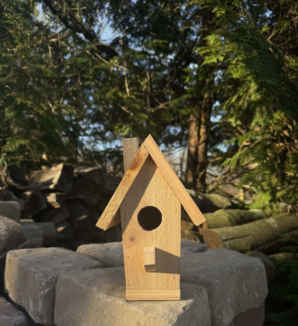 Handmade Cedar Birdhouse w/ Chimney Rustic Outdoor Wren Chickadee Nest Box