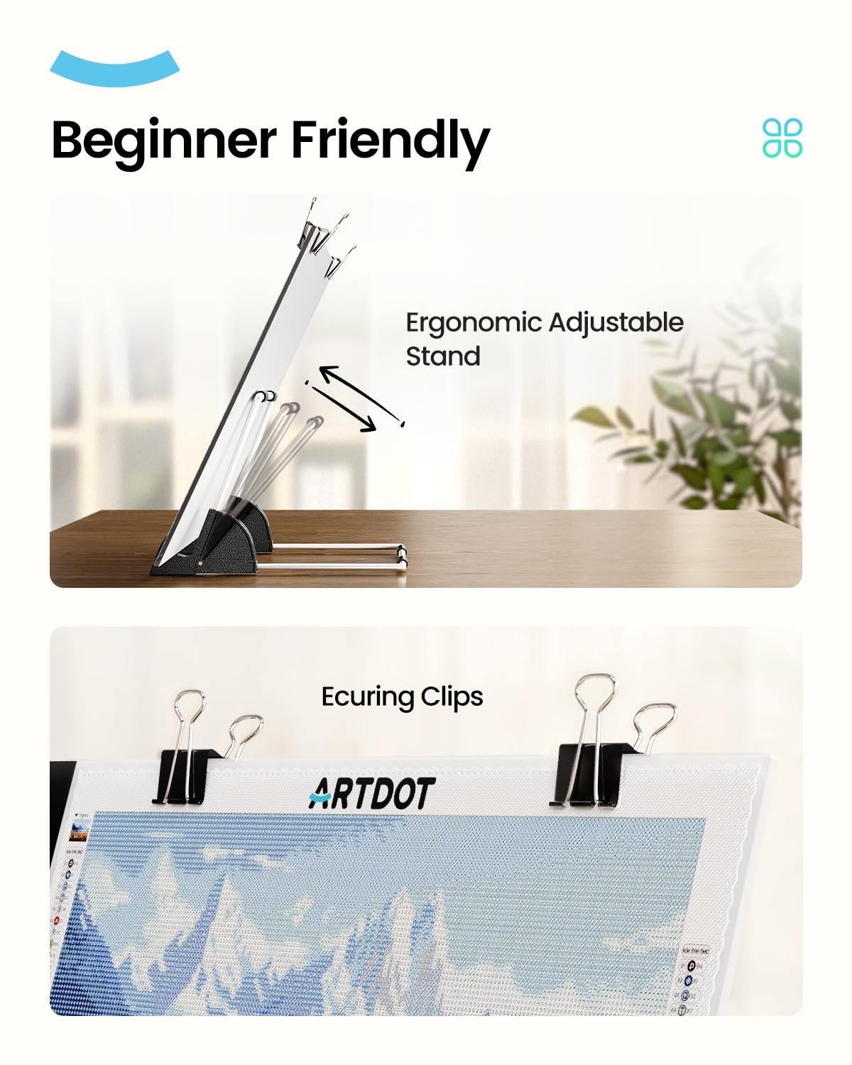 ARTDOT A4 LED Light Pad for Diamond Painting Kits for Adults, USB Powered Adj...