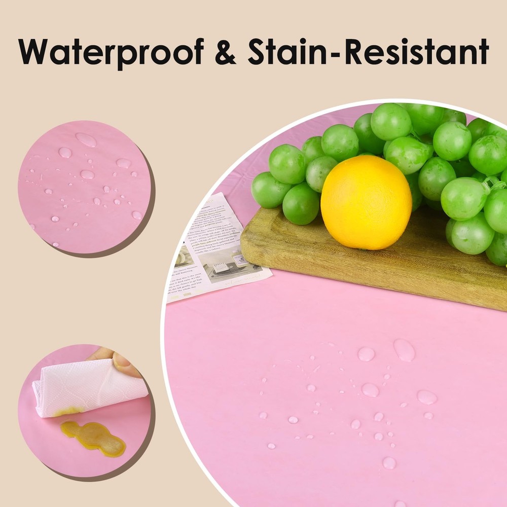 Fixwal Pink Round Plastic Tablecloth 10 Pack, 84'' 84" Round- 10pcs,