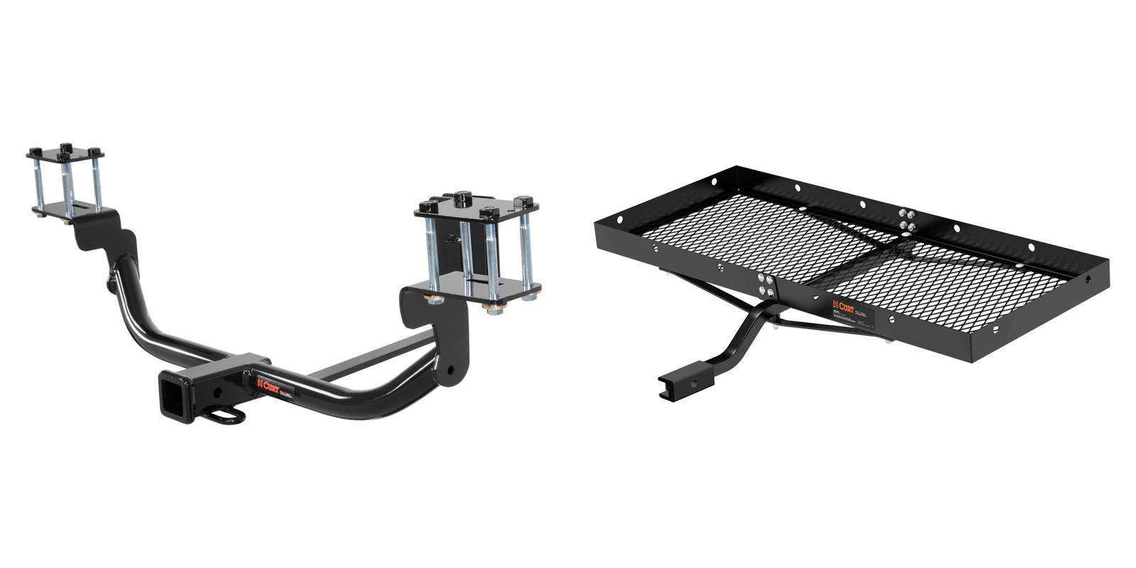 Class 3 Trailer Hitch Receiver w/ Fixed Cargo Carrier Tray 300 lbs CURT 13177