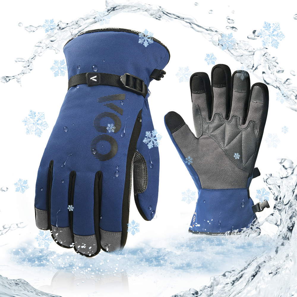 Vgo 1Pairs -4℉ Lined Touchscreen Waterproof Winter Work Gloves (SL7761FLWP-BLU)