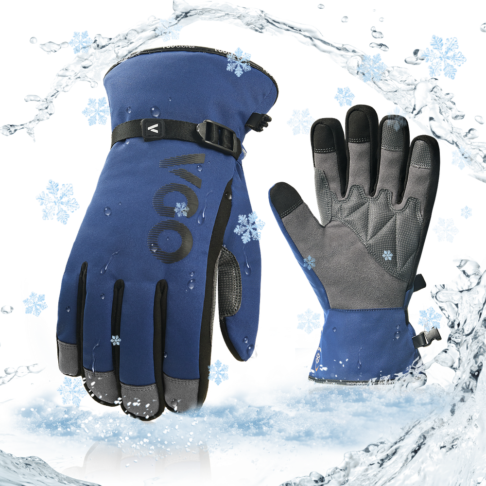 Vgo 1Pairs -4℉ Lined Touchscreen Waterproof Winter Work Gloves (SL7761FLWP-BLU)