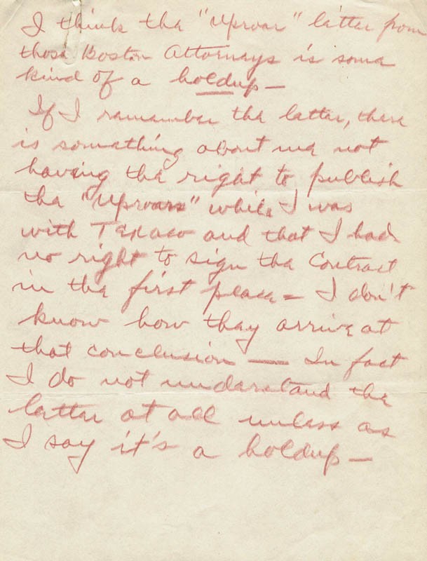 ED WYNN - AUTOGRAPH NOTE UNSIGNED CIRCA 1936