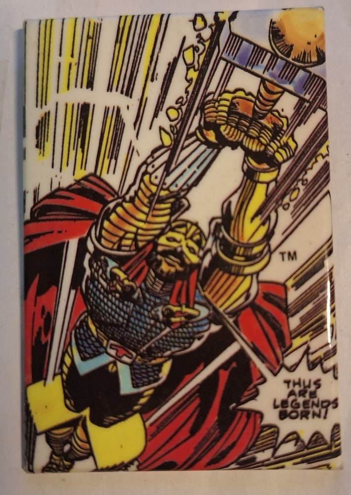 Thor vs Bad Guys; 2 x 3  1987 Marvel Rectangle Button- vf/nm