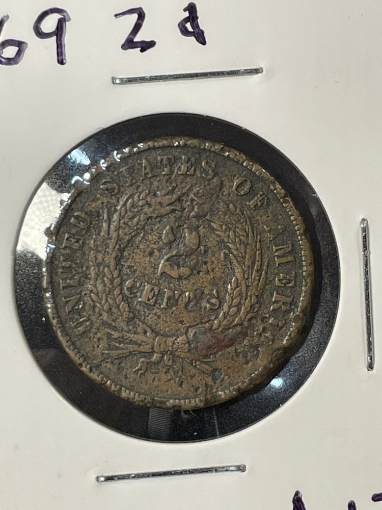 1869 US 2 Cent Coin- A-120