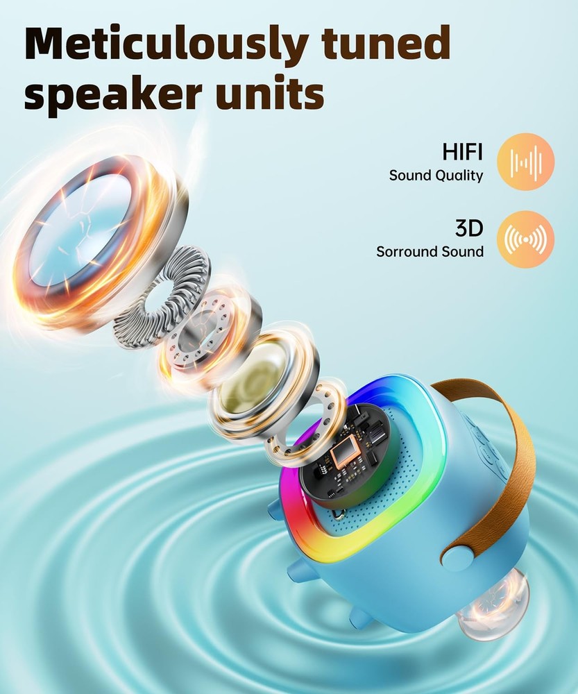 Mini Karaoke Machine Speaker for Adults, Portable Bluetooth with 2 Wireless M...