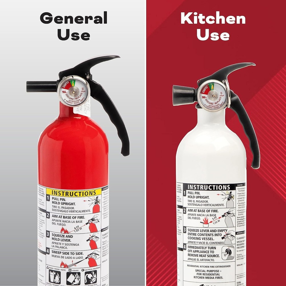 Fire Extinguishers Variety Pack for Kitchens with Wall Mount & Strap Included