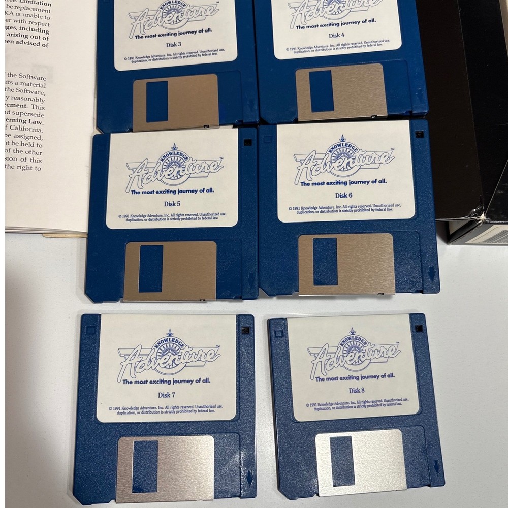1990s Knowledge Adventure Educational Software CD ROM 8 Disks Vintage PC Game