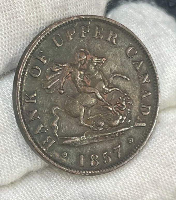 1857 Upper Canada Half Penny Coin Great Condition