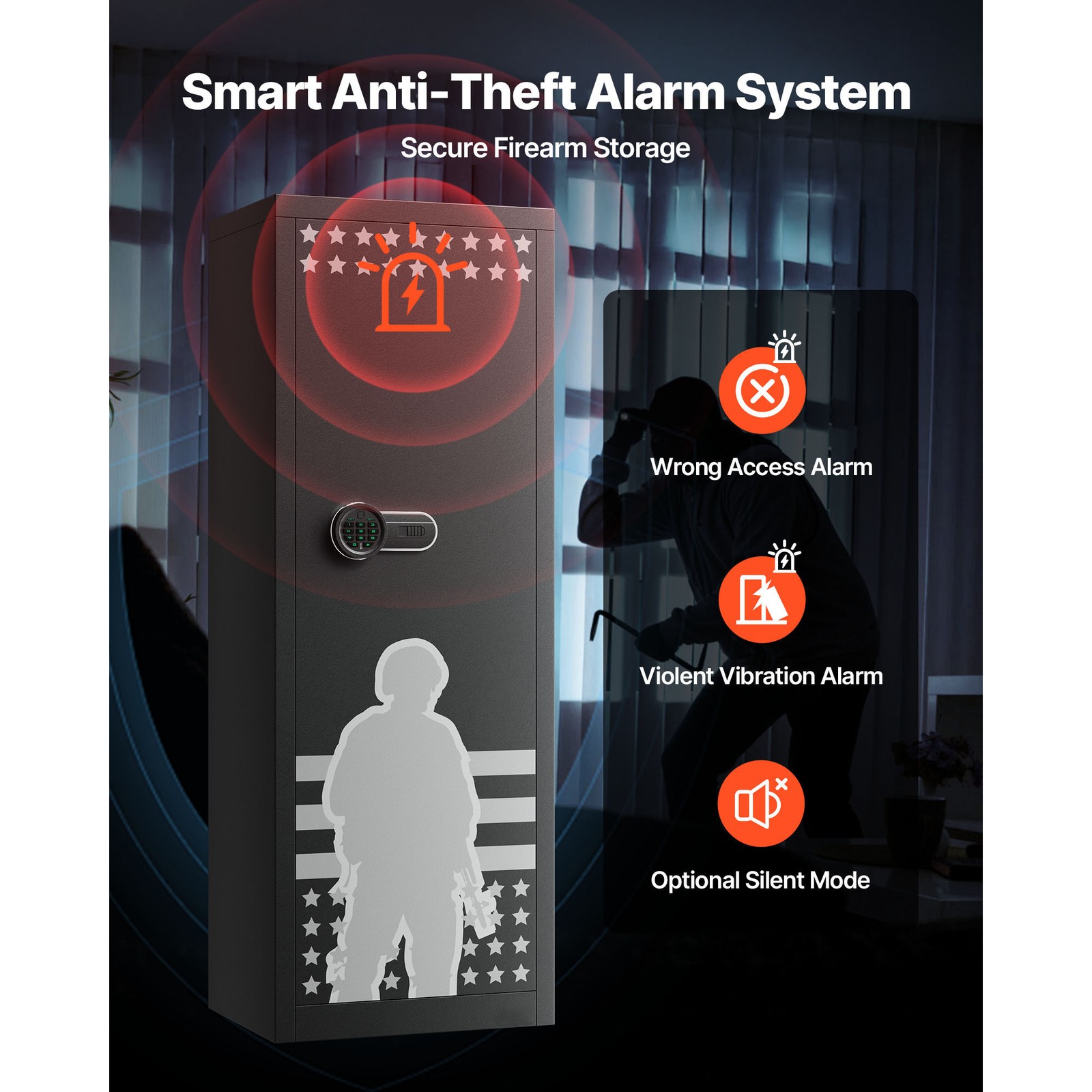 Uimoso 10-12 Gun Safe Long Gun Cabinet for Rifles & Pistols Key & Password Lock