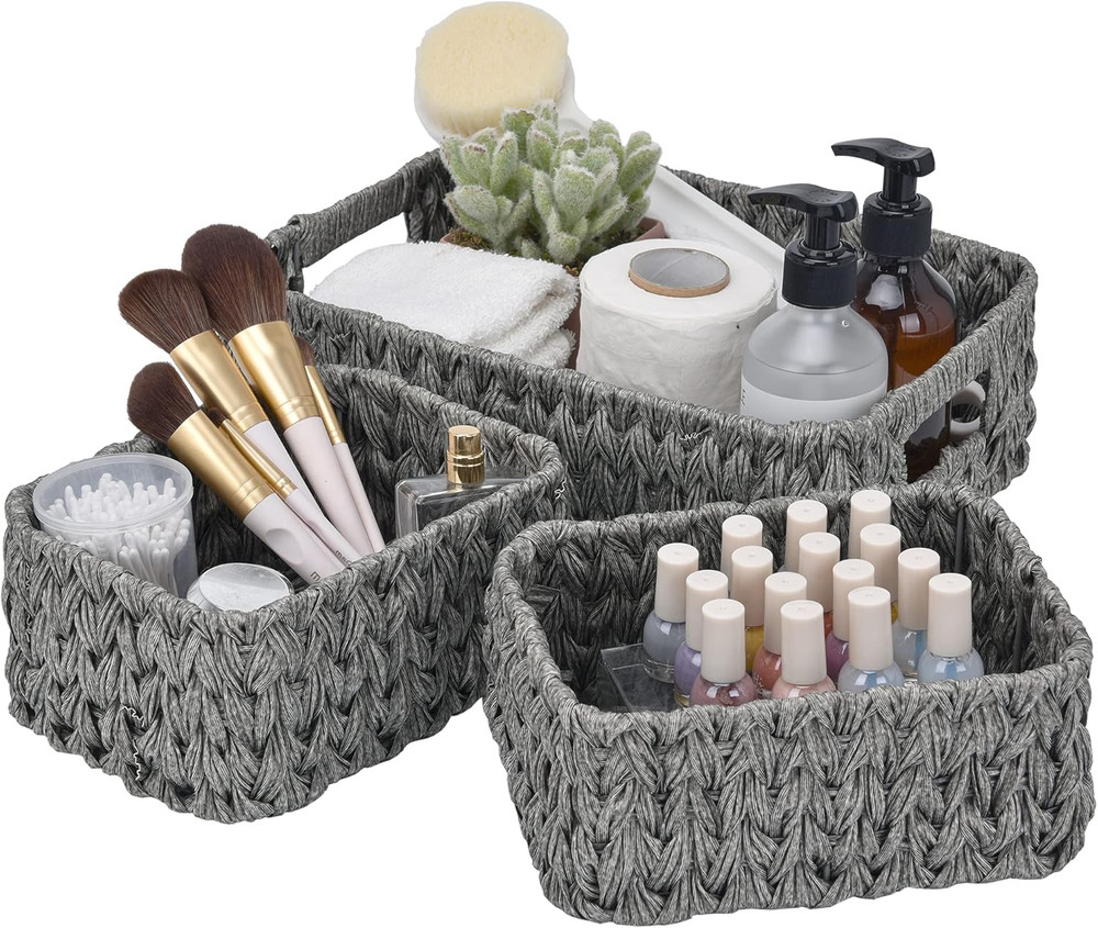 Bundle of 3-Pack Wicker Baskets & 3-Pack Wicker Storage Baskets