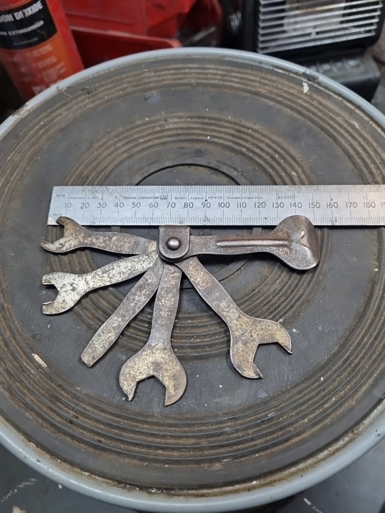 Vintage cycle Multi Tool Spanner, Screwdriver Tyre Lever Tools British made