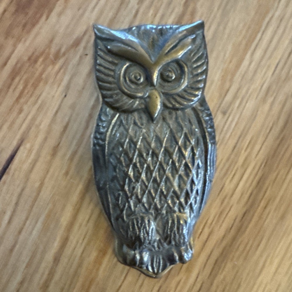 Vintage Solid Brass Owl Paper Clip Clamp +3”