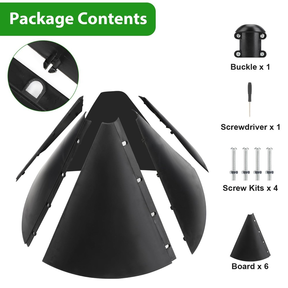 Squirrel Baffle for Bird Feeder Pole - 19" Diameter Mount Guard, Black