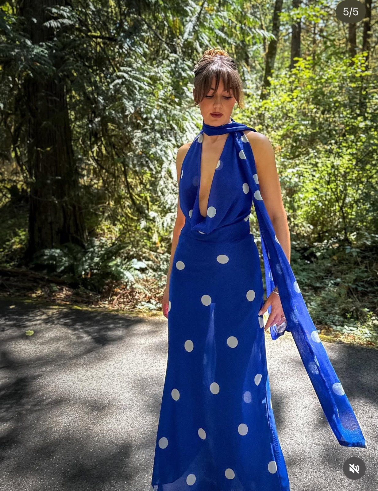 ZARA NEW FW25 PRINTED POLKA DOT MIDI DRESS  Blue / White 8410/430_M,L