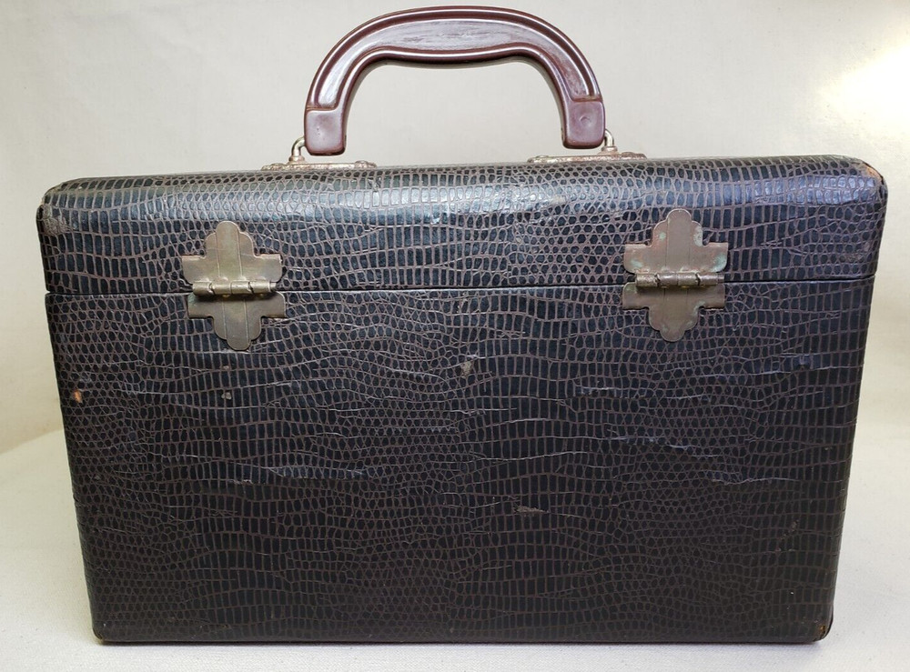 Crocodile Embossed Paper-covered Train Case - 1940's