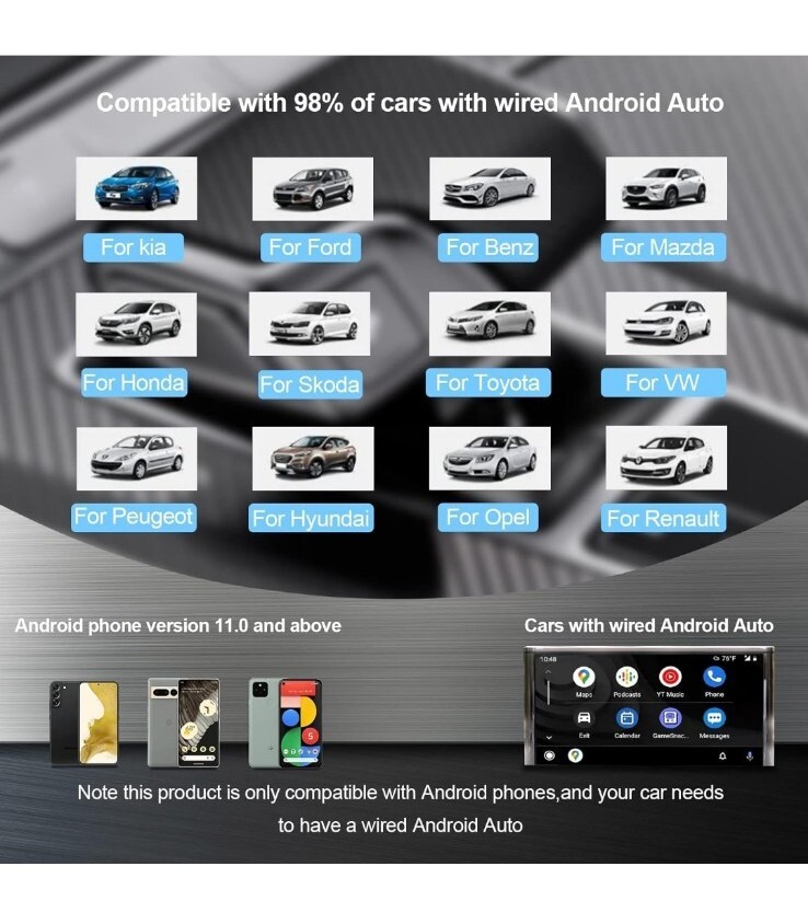 Wireless Android Auto Adapter 2023 Convert Wired Android Auto to Wireless