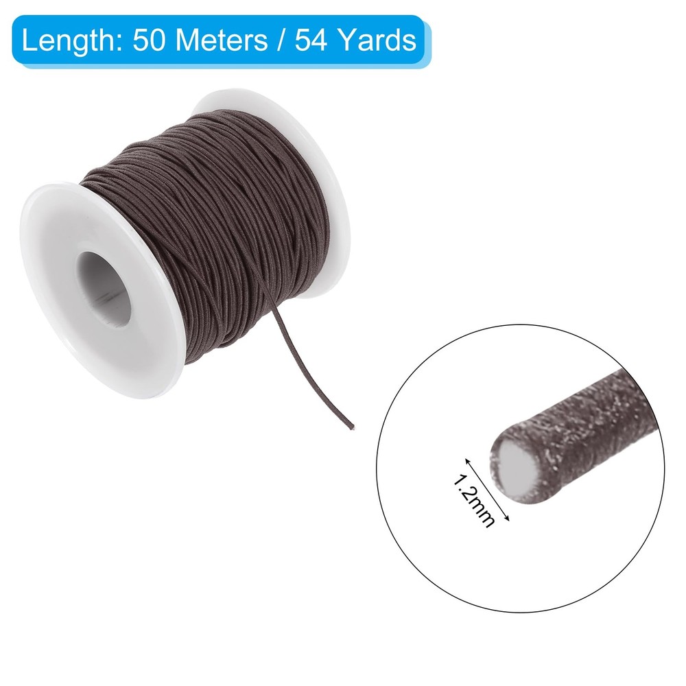 uxcell 1.2mm Elastic String Cord Thread Beading 1.2mm, Brown